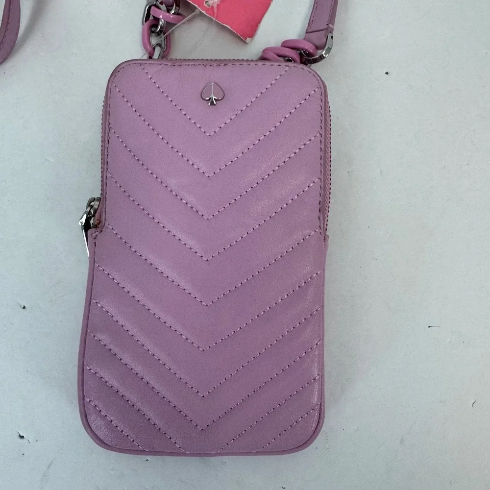 Kate Spade Amelia Resin Phone Crossbody Bag Sweet Pea Pink Quilted Leather NWT